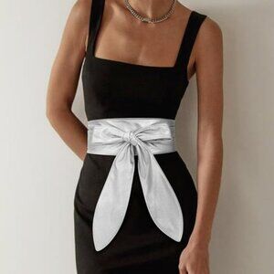 Women Silver Obi Belt Fashion Wrap Around Wide Waistband Knotted Belt for Dress